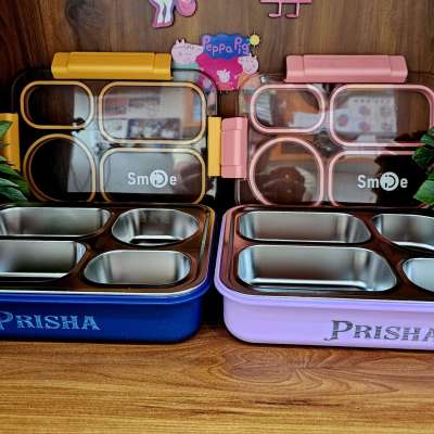 Bento 4 Grid lunch box with name print outside