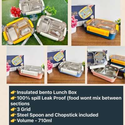 Insulated cartoon printed Steel Lunch Box(with name outside)