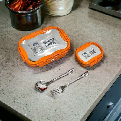 Steel Lunchbox Combo with spoon and fork