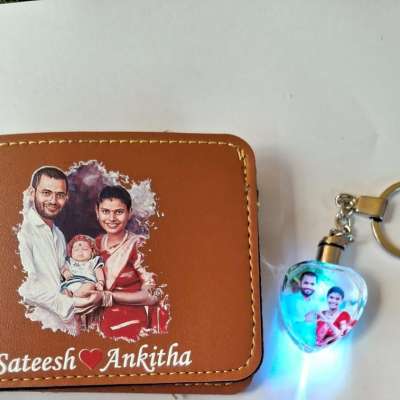 Photo wallet with crystal keychain
