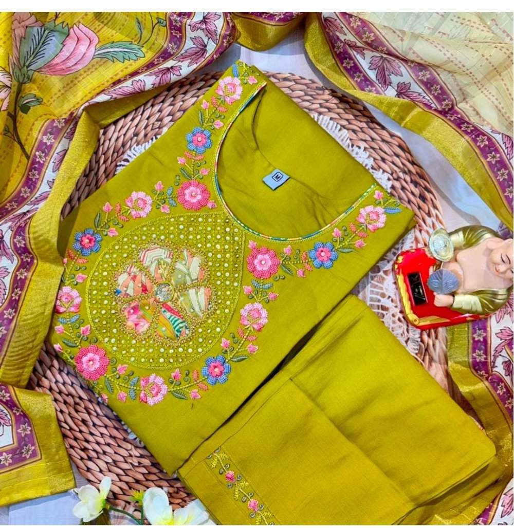 Hand work kurthi 3 piece set