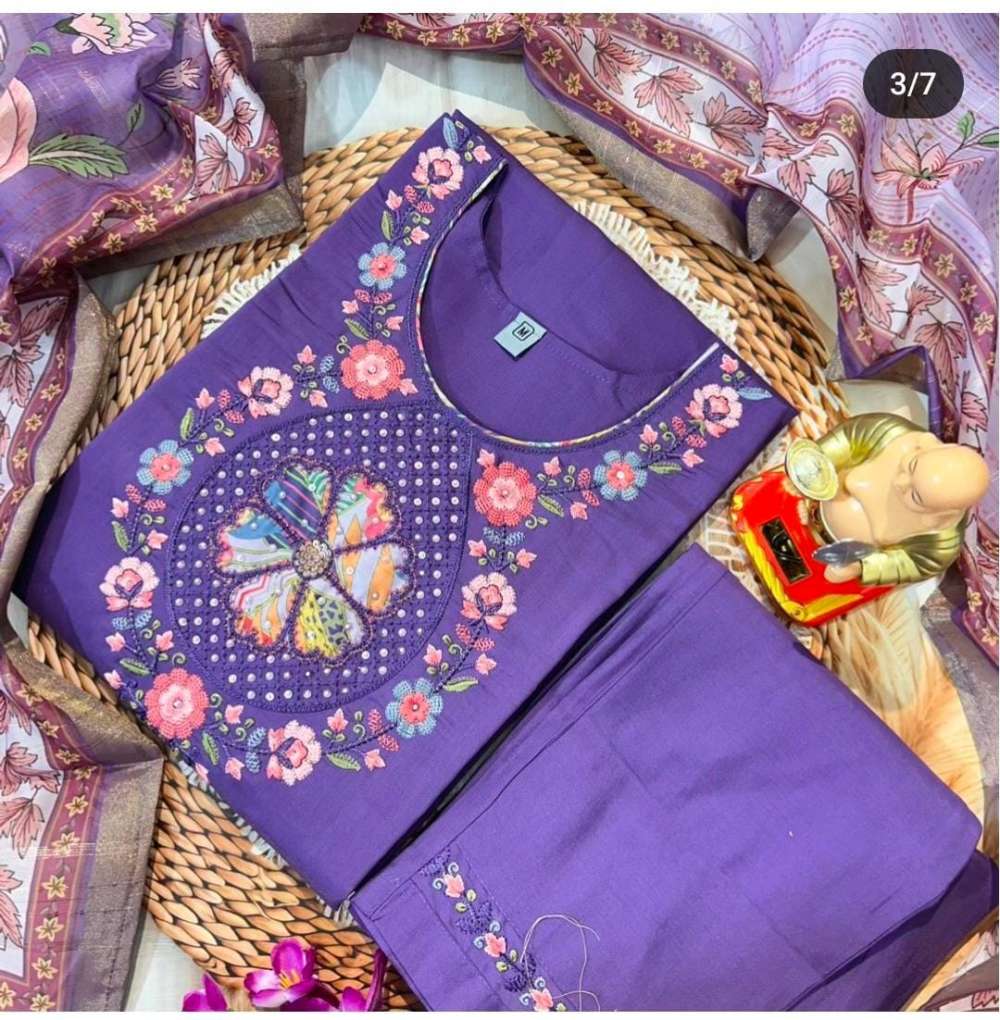 Hand work kurthi 3 piece set
