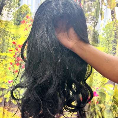 Black colour Wig with light Curls