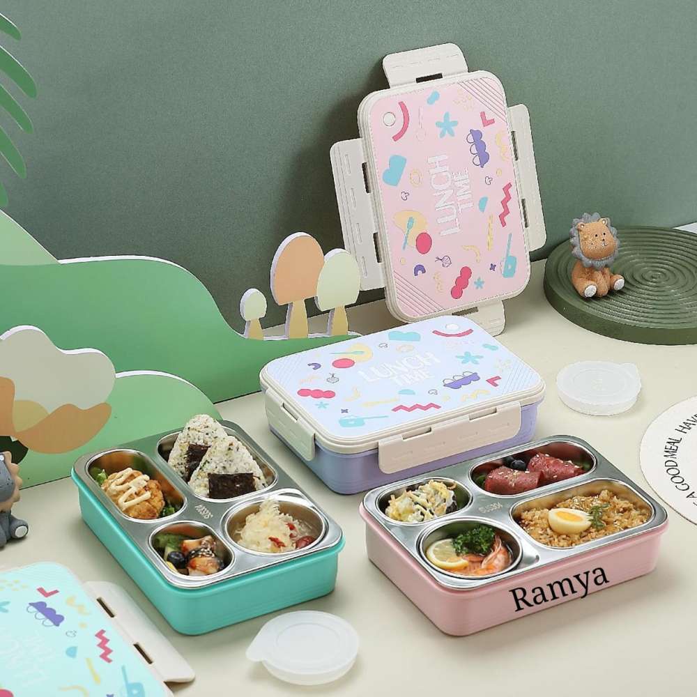 Customised 4 grid lunch box - poojamultifashion