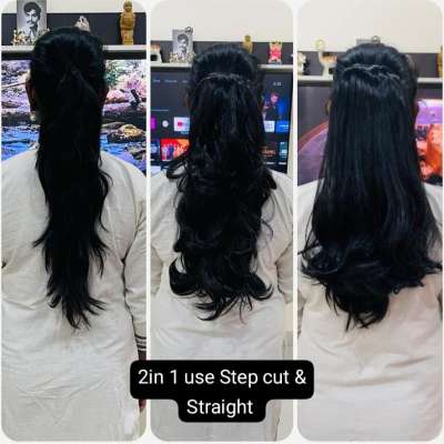 Clutch type hair with step cut and straight