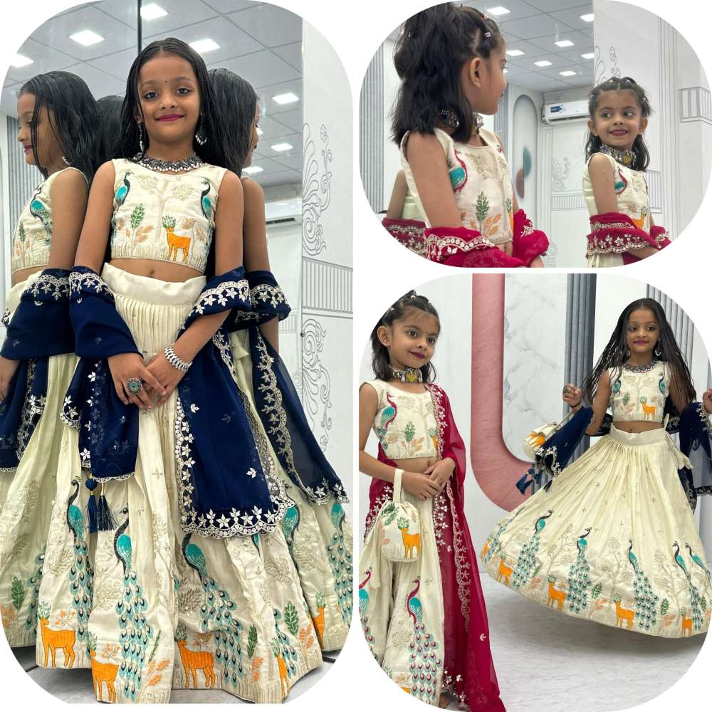 Pure Tissue Embroidery Lehenga Fully Stitched