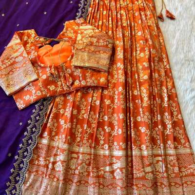 Fully Stiched Tissue Silk Lehenga