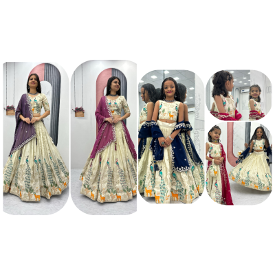 Pure Tissue Embroidery Lehenga Fully Stitched