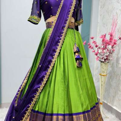 Premium Quality Pure  Kanjivaram  silk full stiched Lehenga(S-xxxl available)