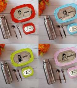 Tiffin combo with 700ml steel bottle - Thumbnail Image 1