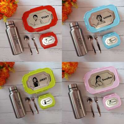 Tiffin combo with 700ml steel bottle