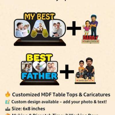 Mdf table top with caricature