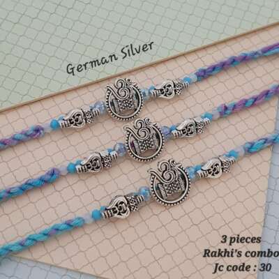 German silver rakhis pack of 3