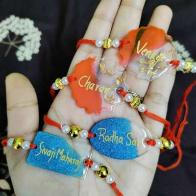 Name Resin rakhi cum magnet