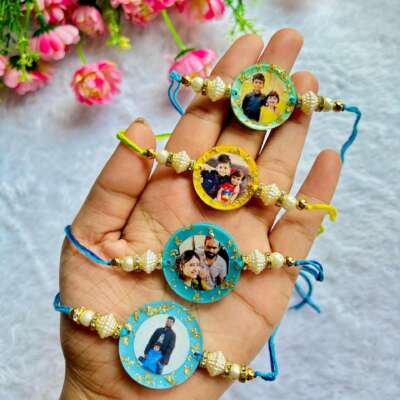 Resin photo rakhi with magnet/keychain