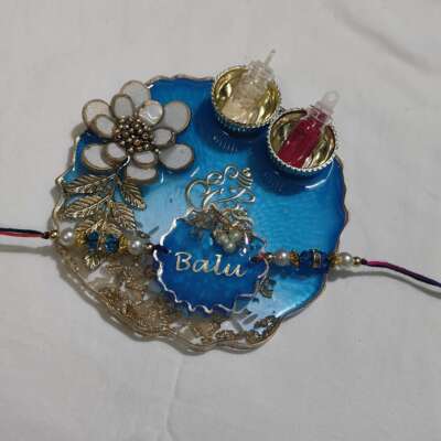 Resin plate with Photo /Name magnet Rakhi