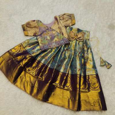 Kanjivaram lehenga for kids