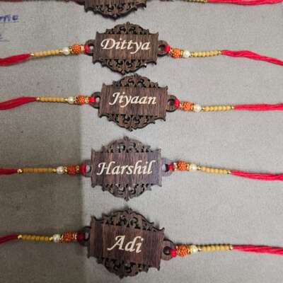 Wood rakhi with name
