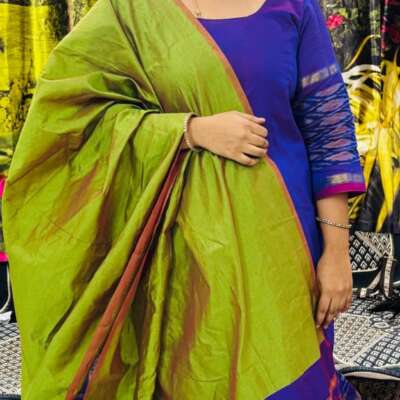 Pure Handloom Dress material in ikkath silk