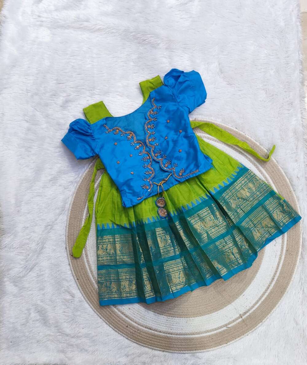 Pure cotton Maggam work frock with removable coat