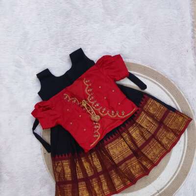 Pure cotton Maggam work frock with removable coat