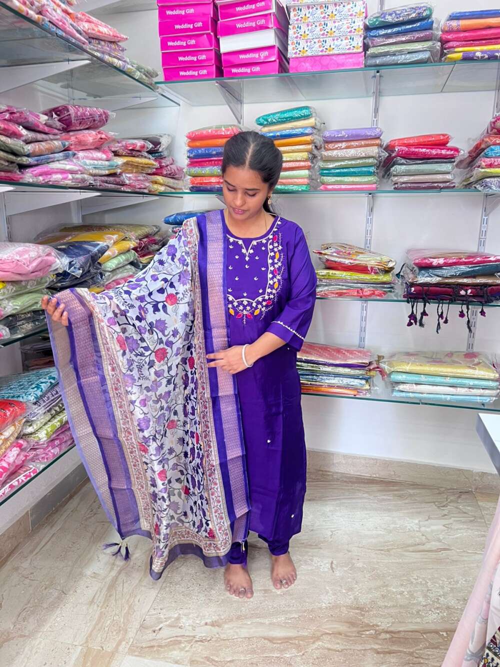 Muslin 3 piece kurthi set with lining