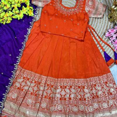 Pure tissue silk with Maggam Work Lehengha