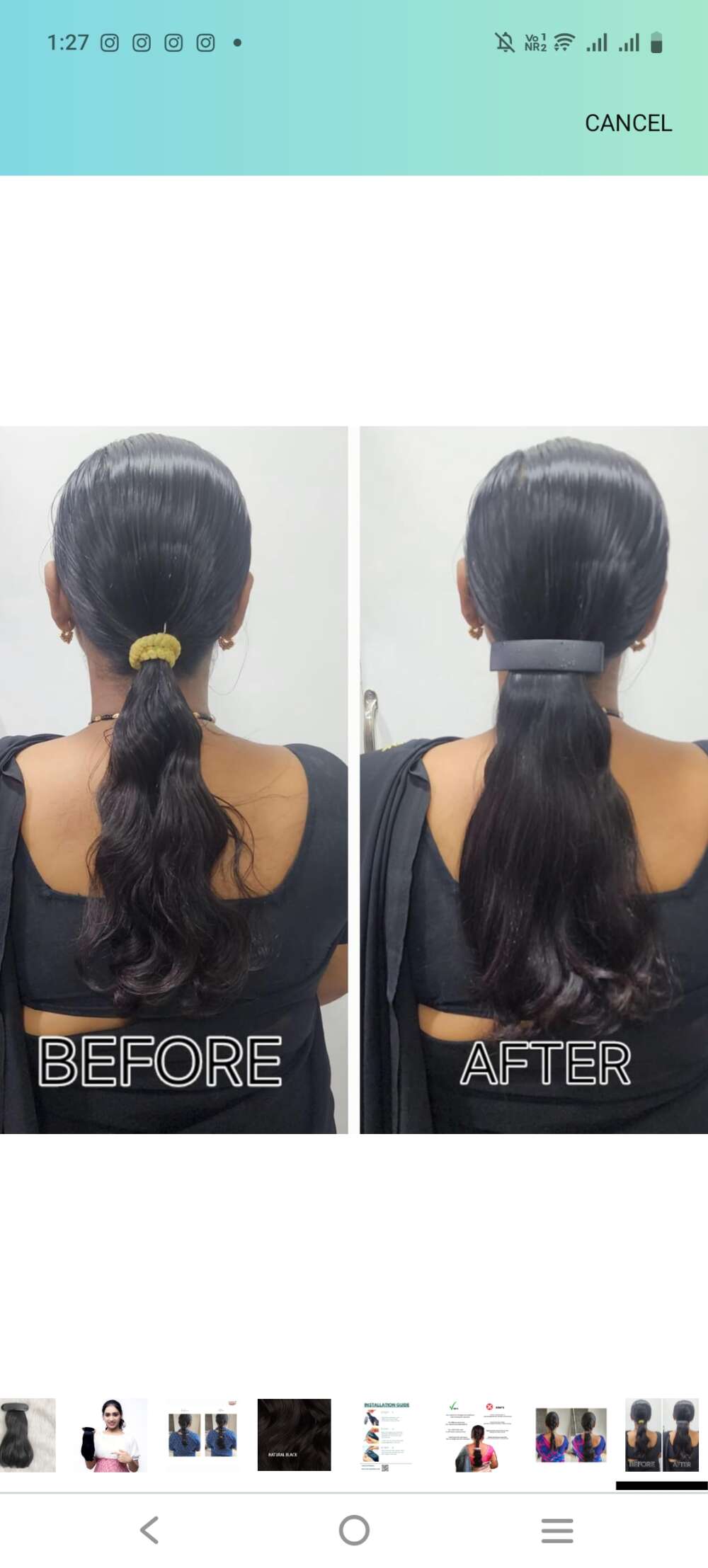 Human hair - Changeable clip extension