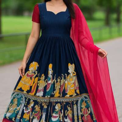 Dola silk gown with duppatta