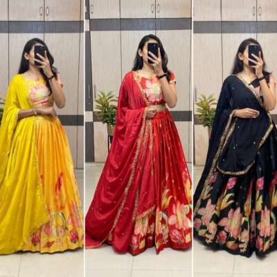 Position foil silk Lehenga choli