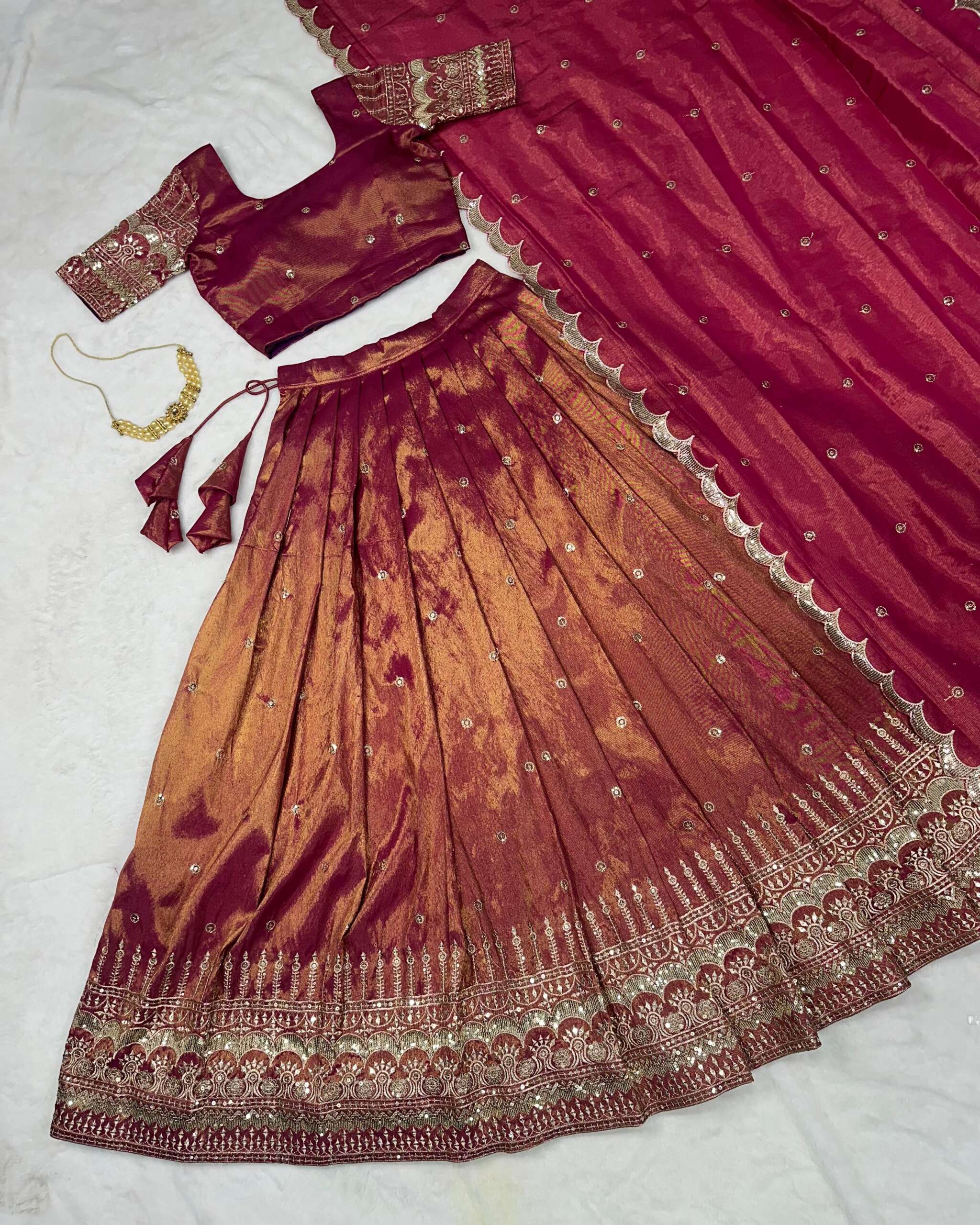 South tissue silk lehenga