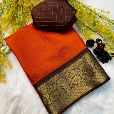 Rust Orange colour saree