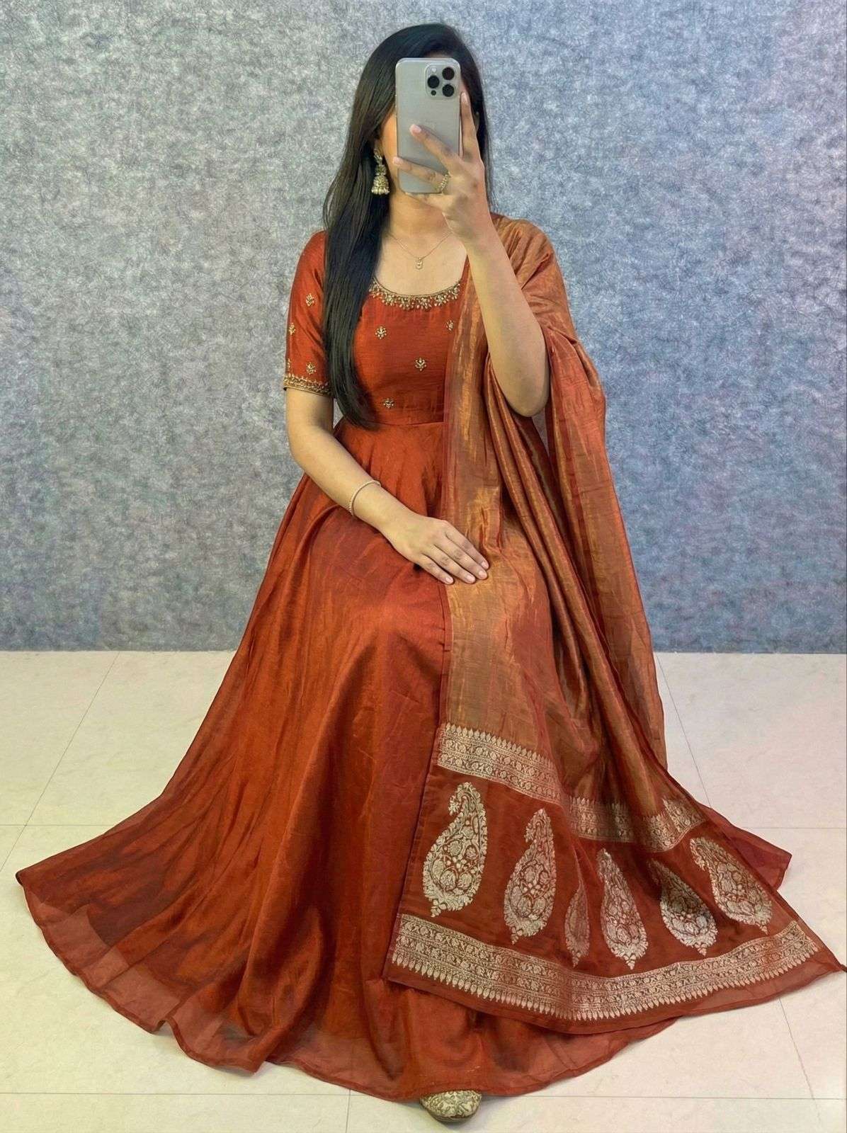 Bigboss fame Thanuja inspired Maggam work Anarkali dress