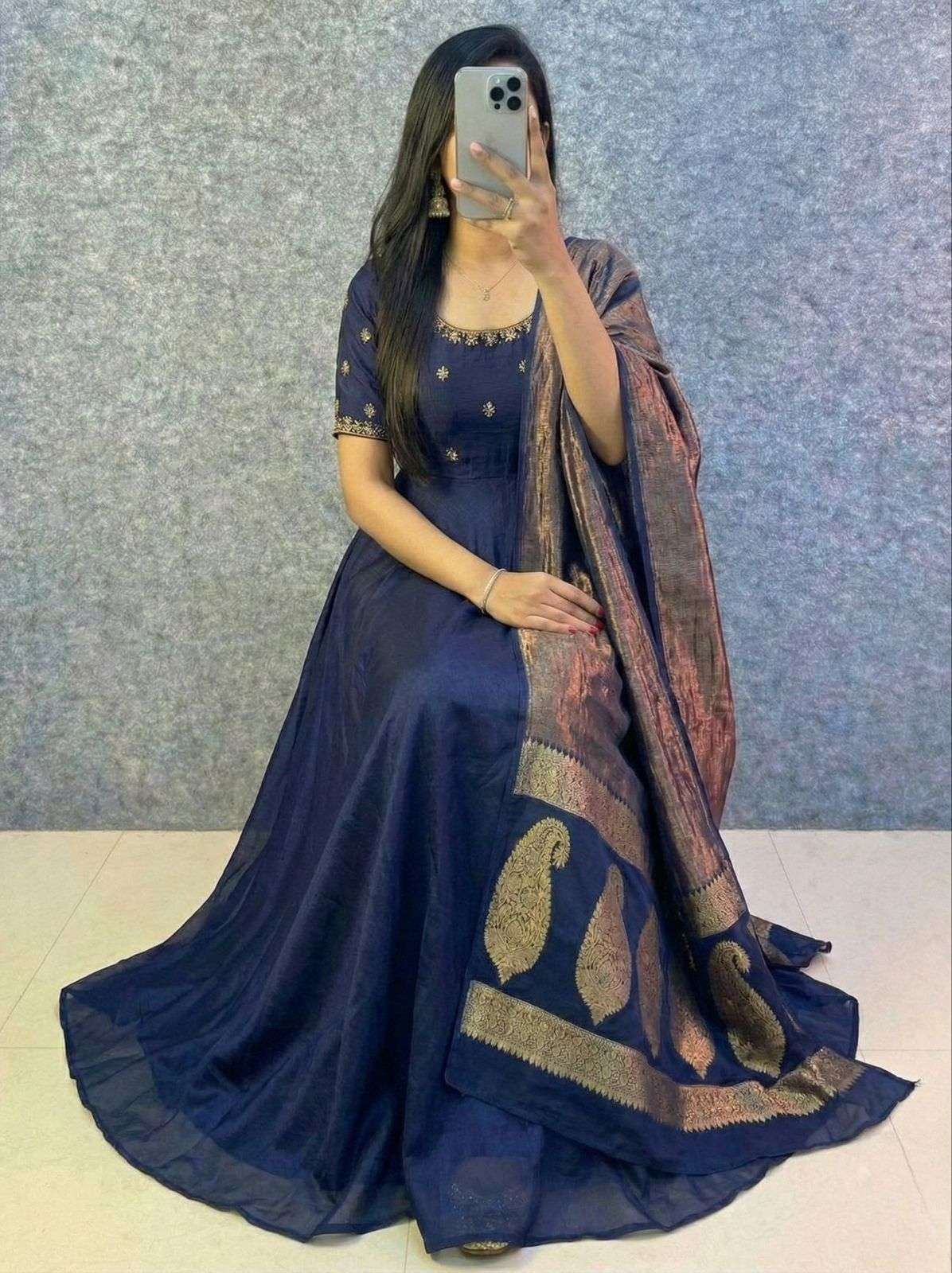 Bigboss fame Thanuja inspired Maggam work Anarkali dress