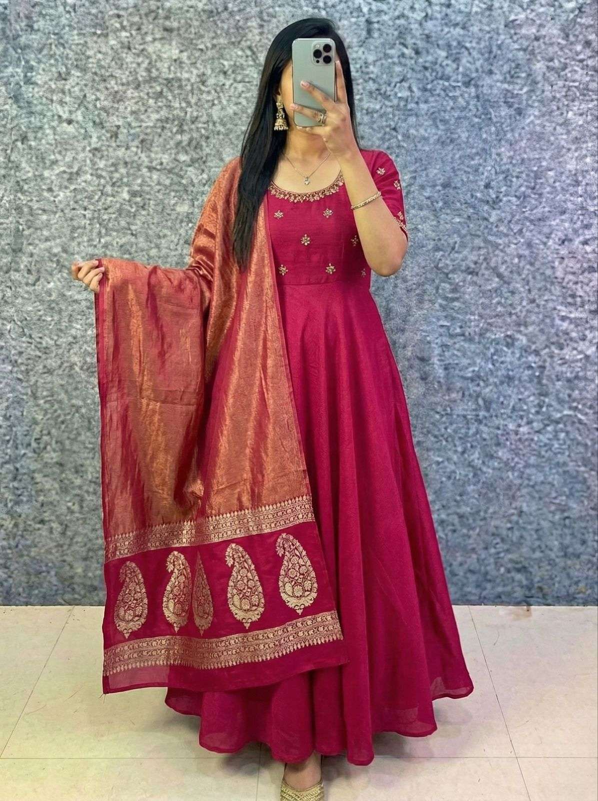 Bigboss fame Thanuja inspired Maggam work Anarkali dress