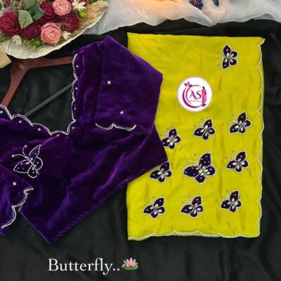 Butterfly Moti kardana work sarees