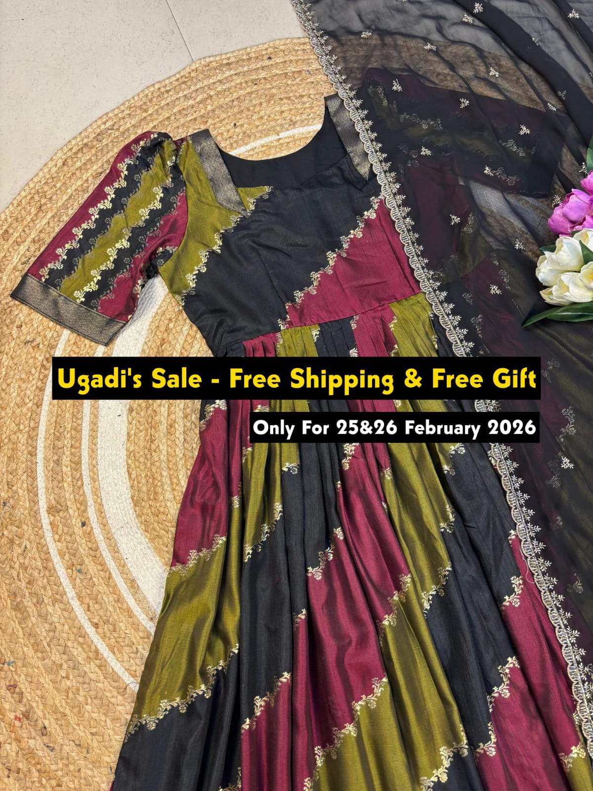 Marshmallow long frock with duppatta