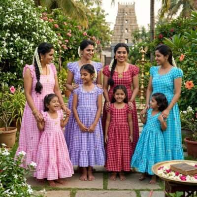 Mom n daughter Mul Chanderi frocks