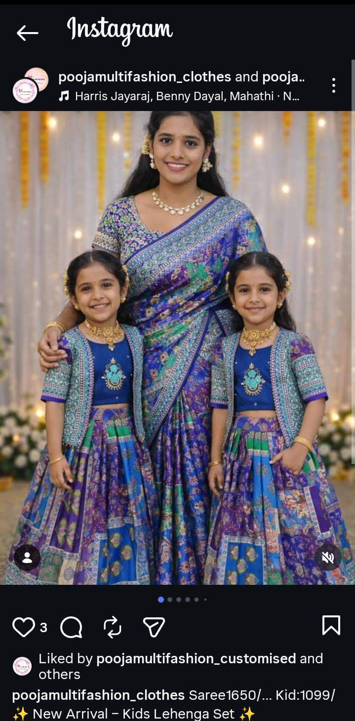 Mom n daughter combo Designer saree with lehenga