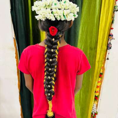 Ready to wear hair style with stones and lace