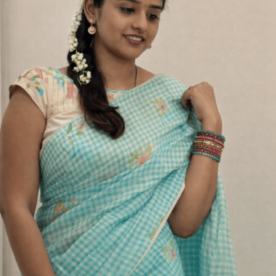 Mul cotton saree with stiched blouse