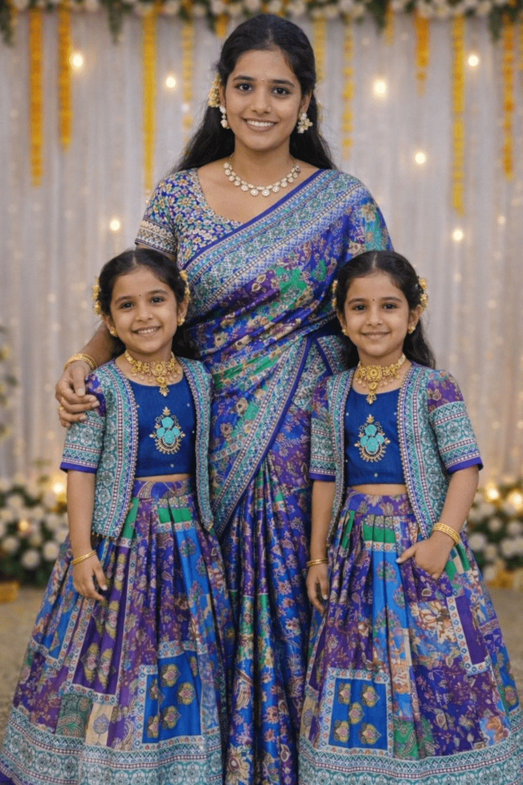 Mom n daughter combo Designer saree with lehenga