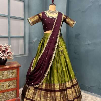 Pure kanjeevaram silk lehenga