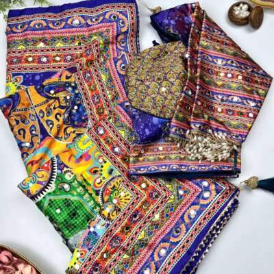 Japan satin saree with readymade blouse