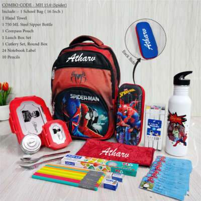 Spiderman theme school bag combo