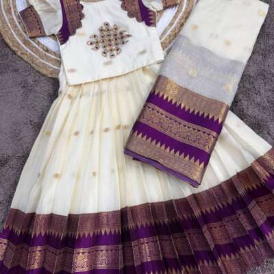 Kolam Half saree with pattu dupatta