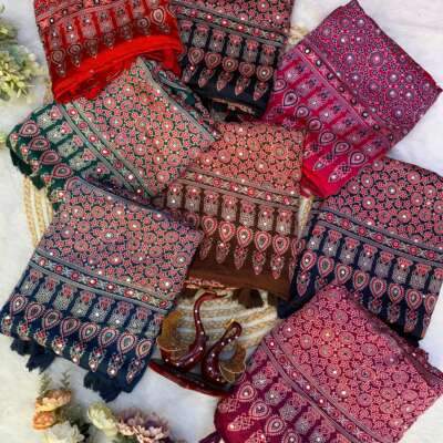 Ajrakh mirror sarees