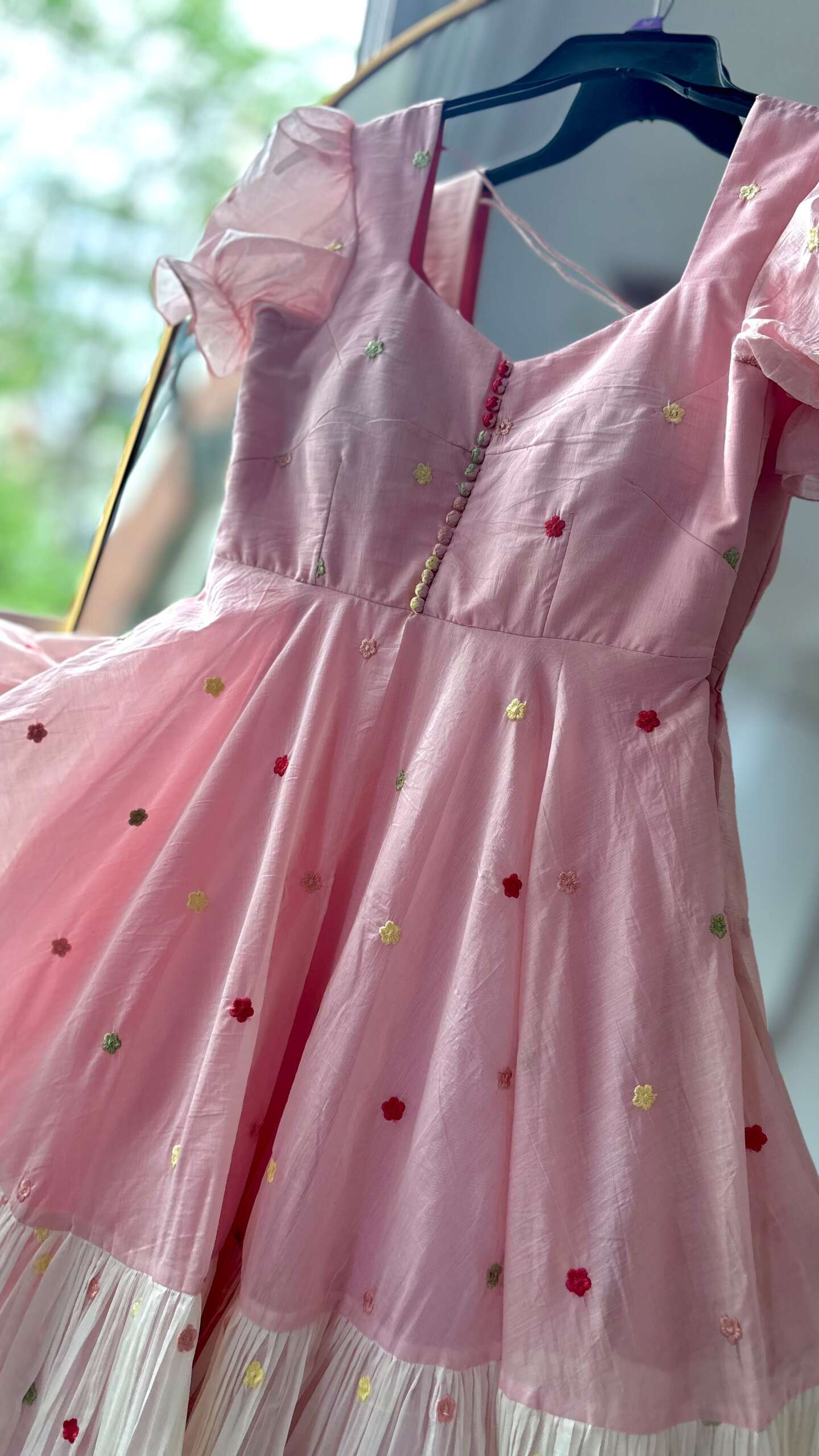 pm1/Pm1:Mul Chanderi embroidery frock
