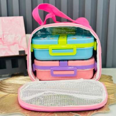 Poo4:Lunch bag with 3 grid steel box