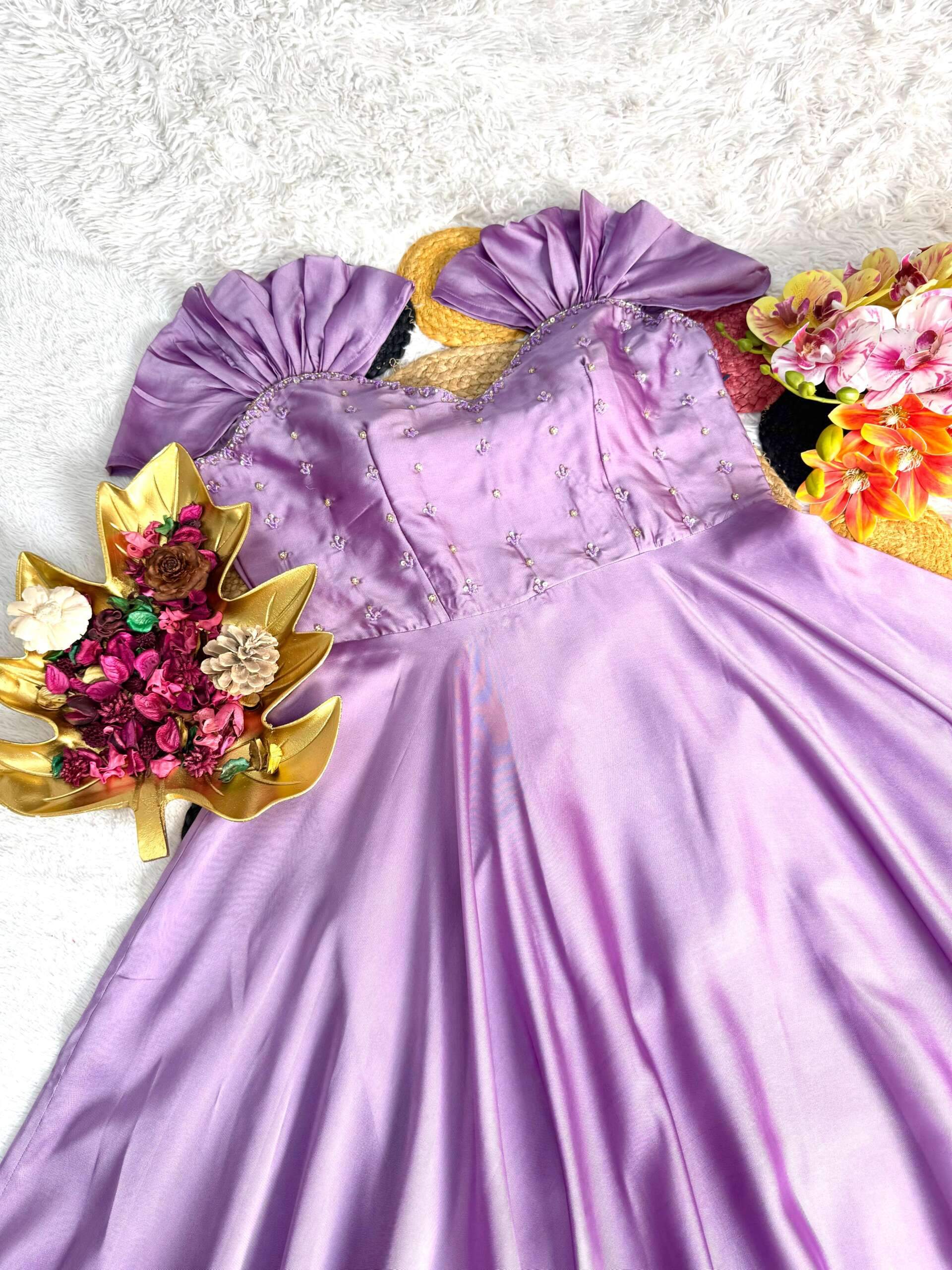 Pm6/pm6:Maggam work Rangoli Silk frock